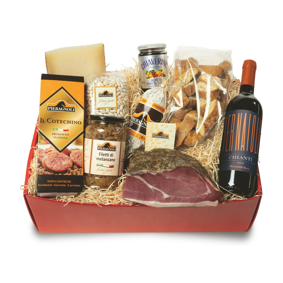 Confezione Regalo Borgo Pieragnoli con prosciutto, cotechino, cannellini, biscotti e Chianti