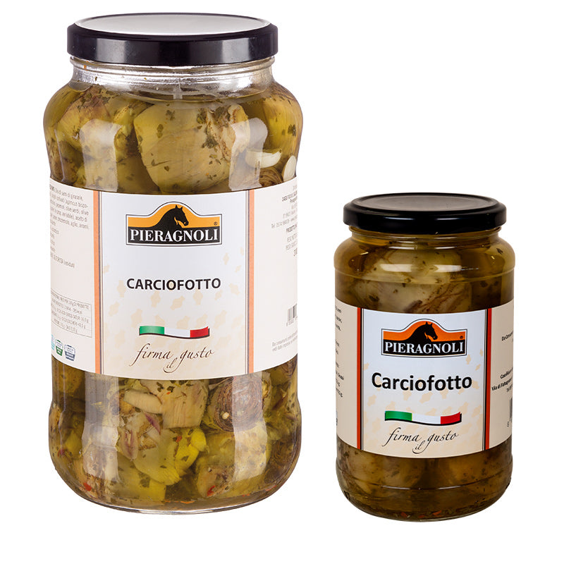 carciofotto pieragnoli Carciofi, olio di semi di semi di girasole, aromi (prezzemolo, peperoncino, menta), acqua, aceto di vino, sale, . Acidificante: E330. Antiossidante: E301. Conservante: E220.