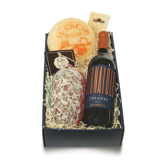 Confezione Regalo Chiantigiana Pieragnoli con forma di pecorino, sbriciolona e Chianti DOCG