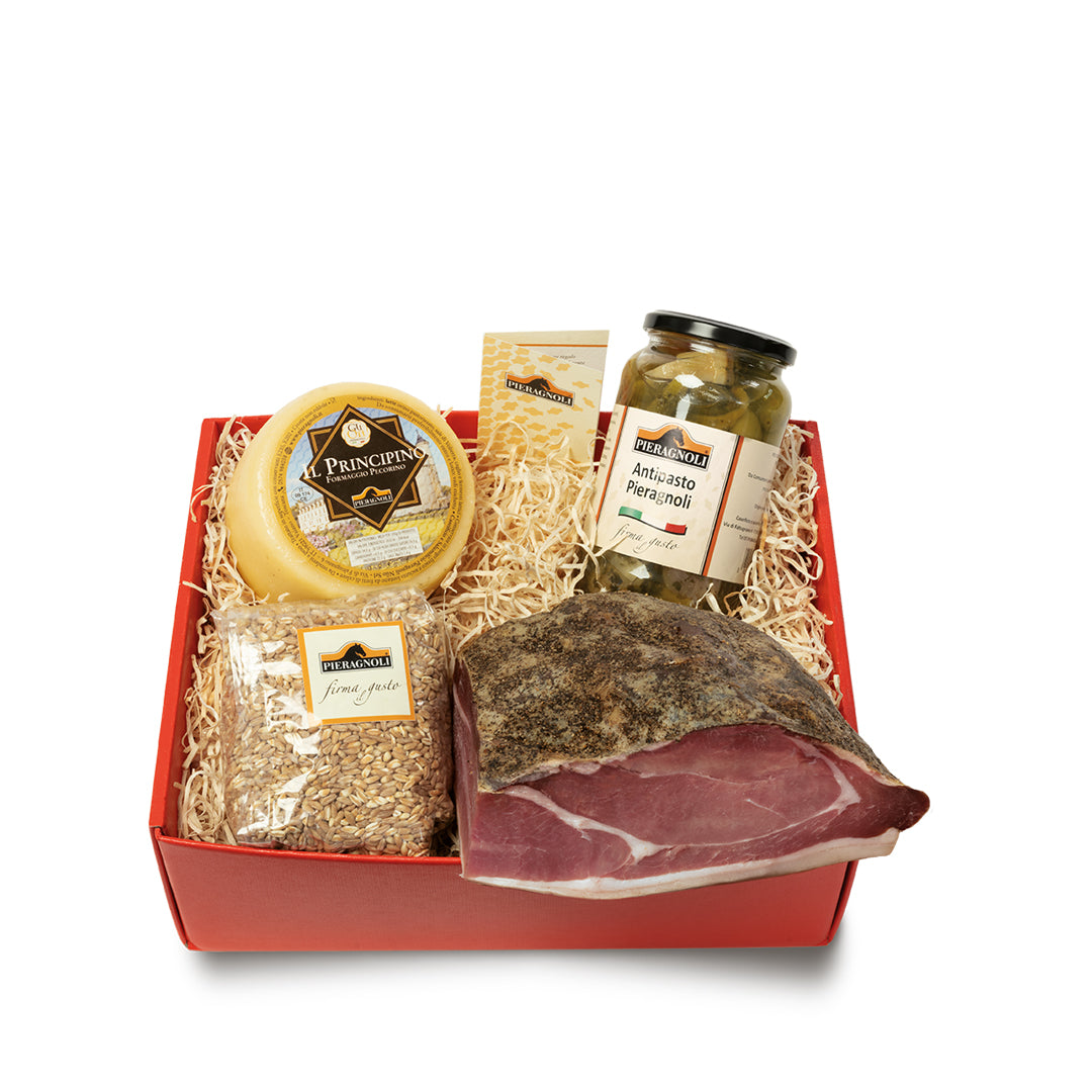 Confezione Regalo Cascina Pieragnoli con prosciutto, pecorino, farro e antipasto misto