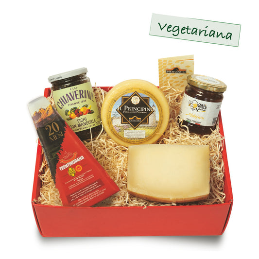 Confezione Regalo Tre Formaggi Pieragnoli con pecorino, Trentingrana DOP, miele e confettura di fichi