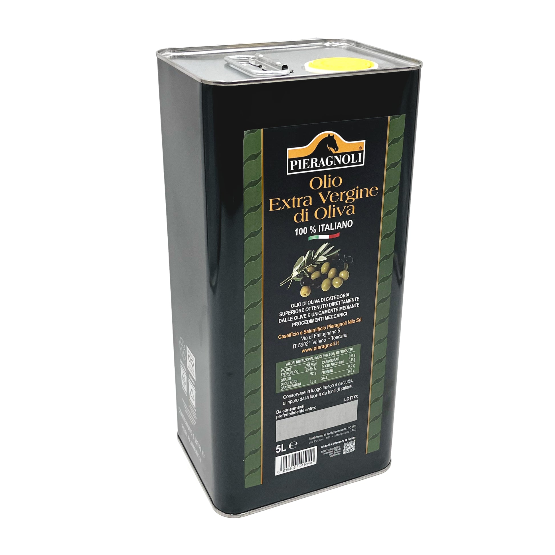 olio extravergine di oliva in latta pieragnoli 5 litri Olio di oliva di categoria superiore ottenuto direttamente dalle olive e unicamente con procedimenti meccanici